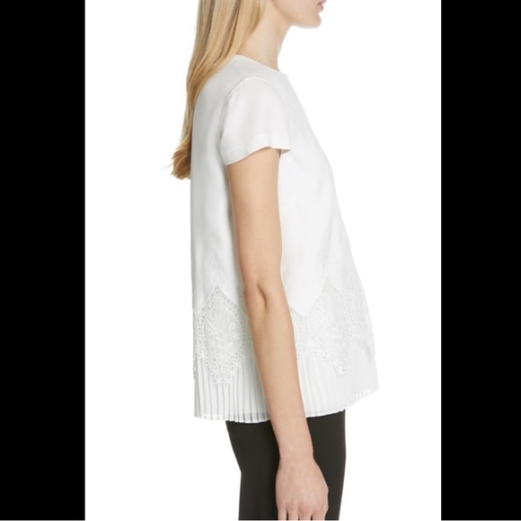 TED BAKER Nardiya Delicate Blouse Top Shirt White Lave Pleated Hem Exposed Zip - Picture 6 of 14